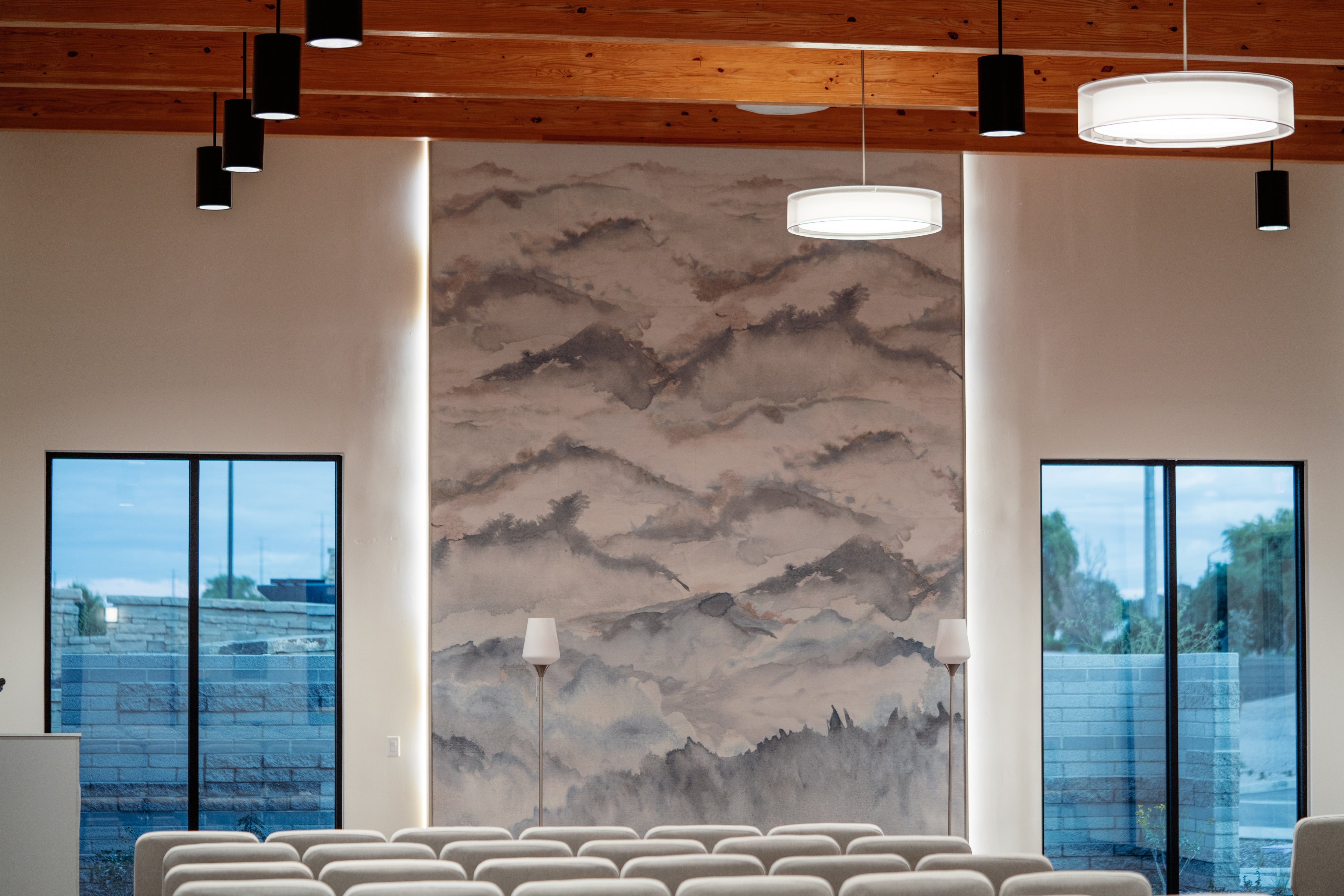 The front of the Tribute Center chapel, where funeral and memorial services are held.