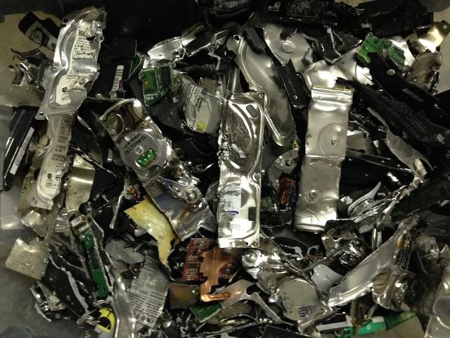 Shredded hard drives and electronic media at Absolute Data Shredding. We provide NAID AAA Certified hard drive destruction, paper shredding, and electronics recycling services in Oklahoma City and Tulsa, OK.