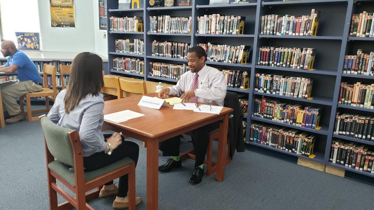 Volunteering for mock interview day at the Galena Park high school