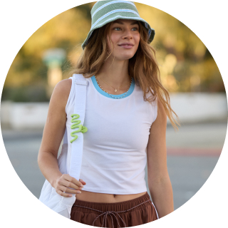 Woman wearing OFFLINE by Aerie workout top.