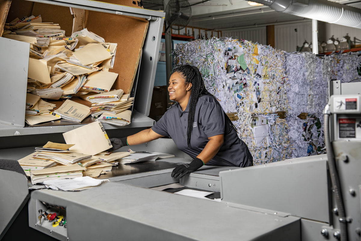 SRS shredding technician at work