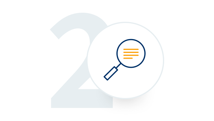 Number 2 icon overlayed with a magnifying glass icon.