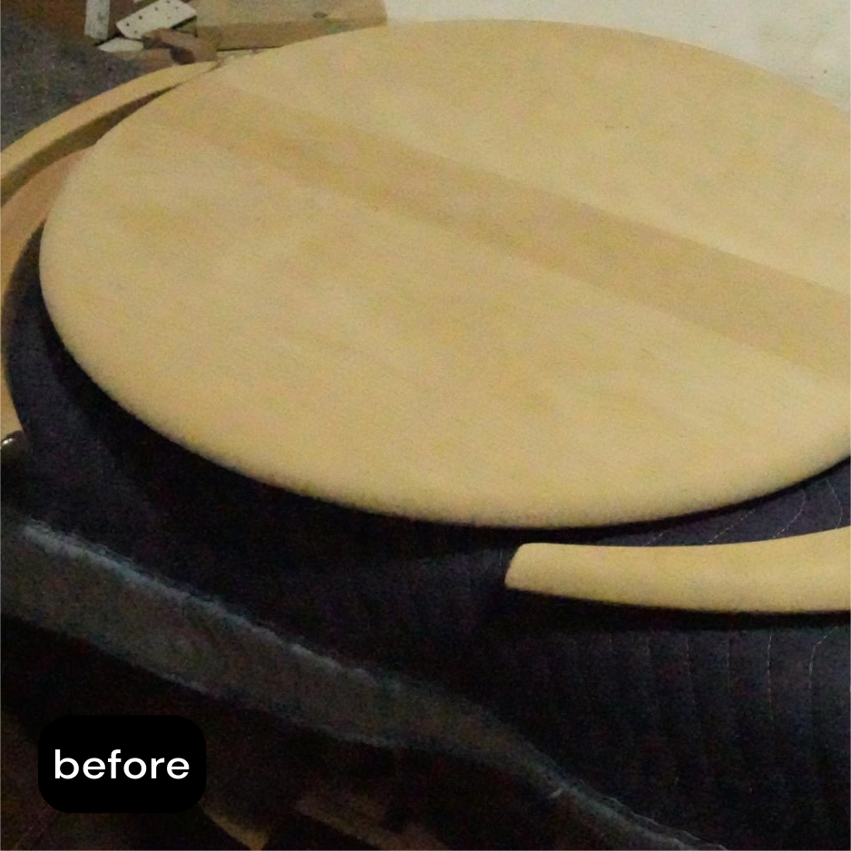 Coffee table repair and refinishing - before