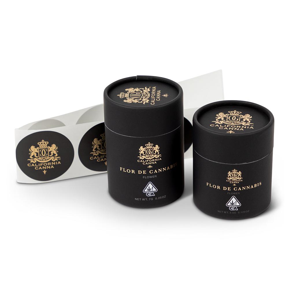 Paper tubes and labels for California Canna. Custom packaging by PLC Print.