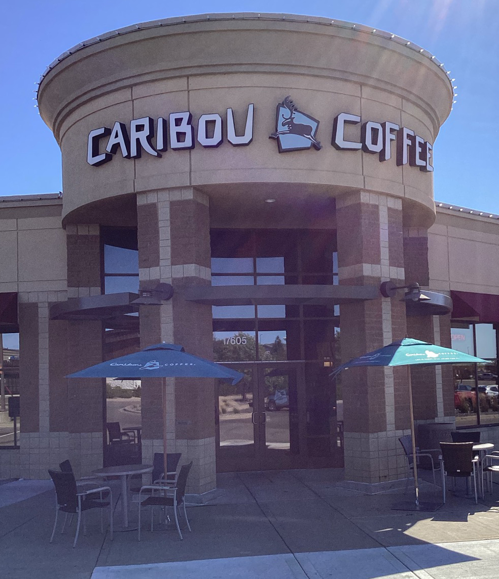 Storefront of the Caribou Coffee at 17605 Glasgow Ave in Lakeville