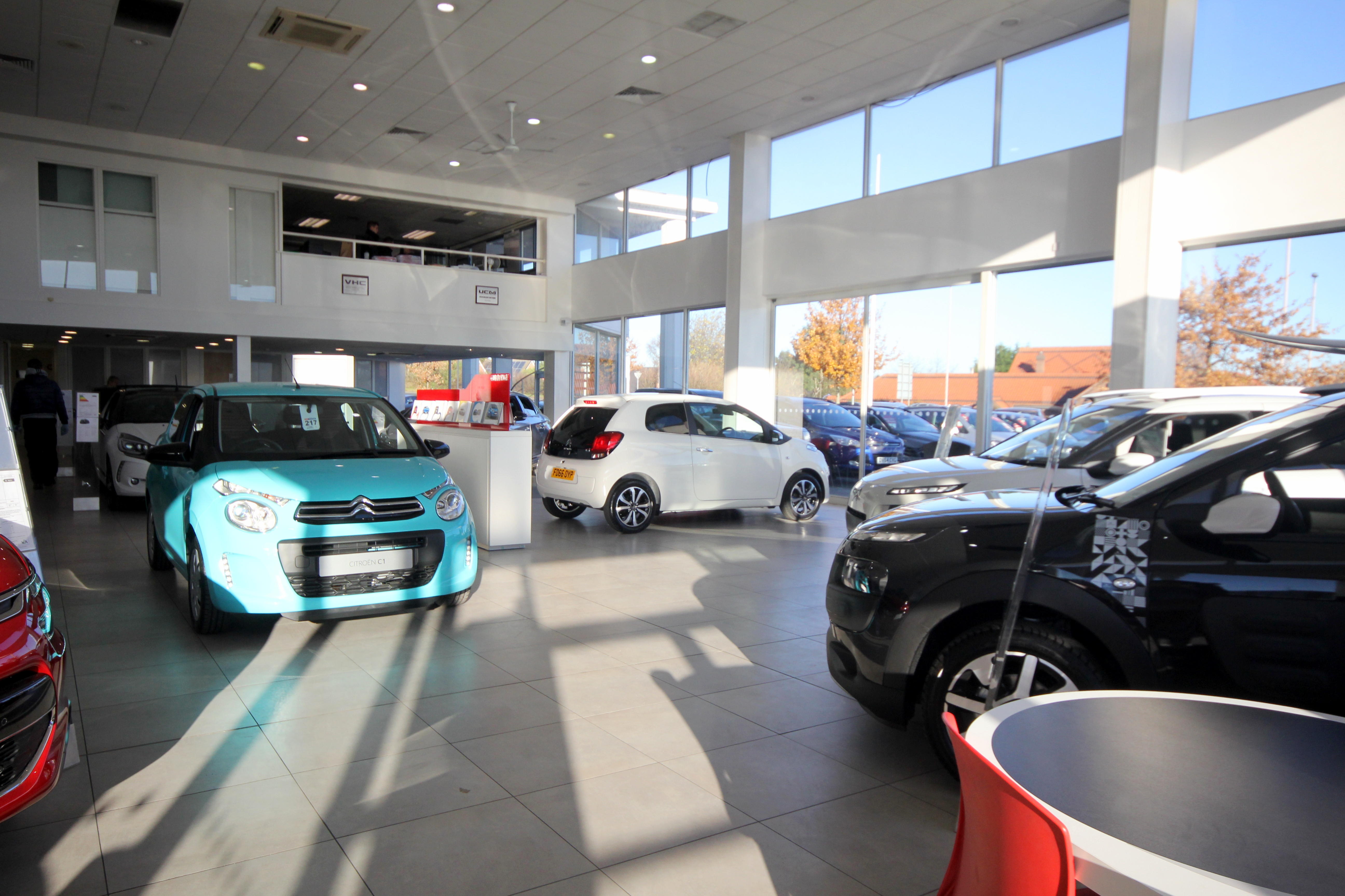 In the showroom at the Citroen Mansfield dealership Evans Halshaw Citroen Mansfield Mansfield 01623 789789