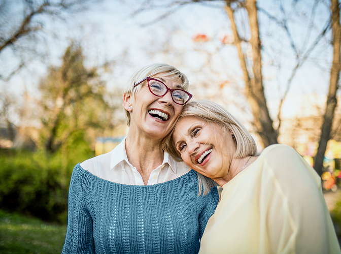 Clients laughing together.
