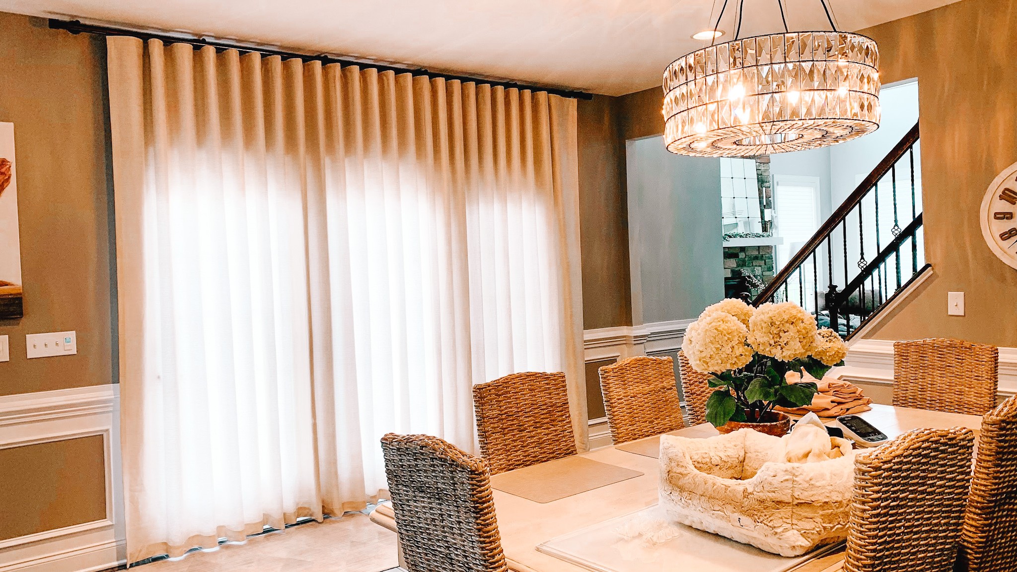 Add some elegance to your dining room with one of kind draperies! Cant believe just how perfect these drapes match the decor of this beautiful dining room in Washington, NJ