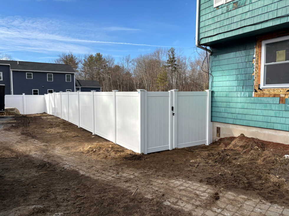 This project features 6-foot horizontal cedar fencing with a semi-privacy layout, allowing for airflow and subtle visibility while maintaining a strong sense of enclosure.