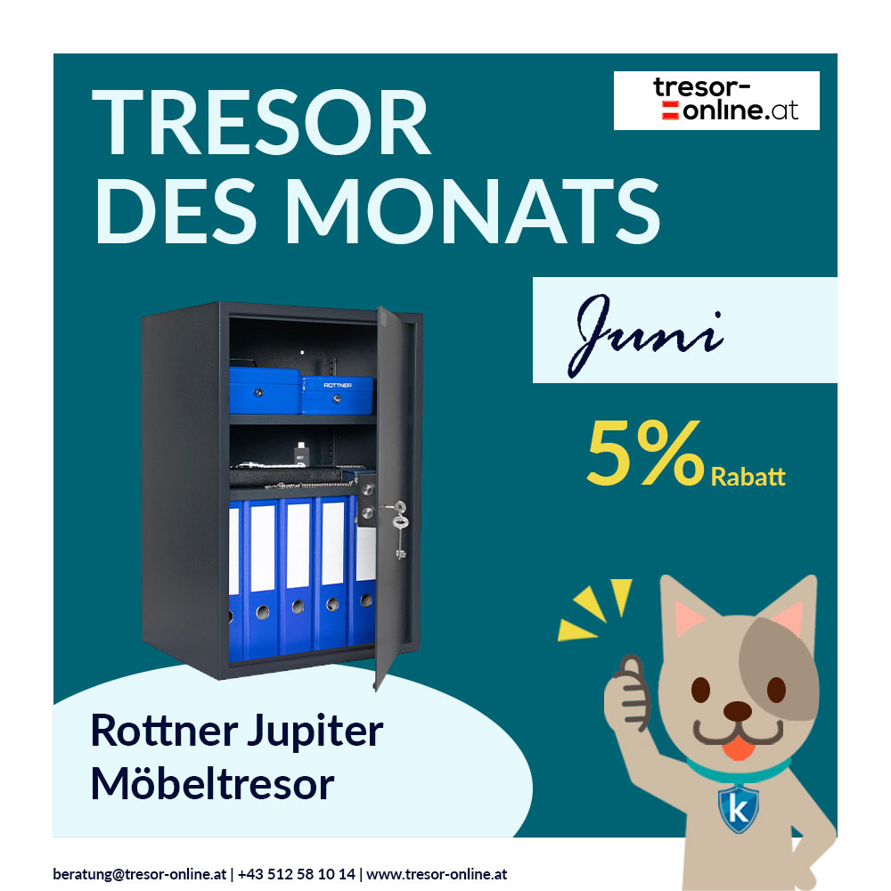 Bild zu Ideal geeignet für die sichere Verwahrung von kleine Wertsachen und Dokumenten Zuhause! Die Rottner Jupiter Möbeltresore überzeugen mit ihrem attraktiven Preis-Leistungs-Verhältnis und eignen sich super für den Privatgebrauch.