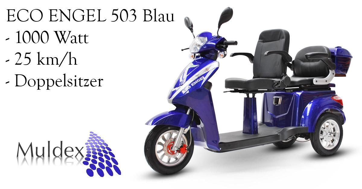 Seniorenmobil 503 Blau Seniorenmobil für zwei Personen, 1000 Watt 25 km/h