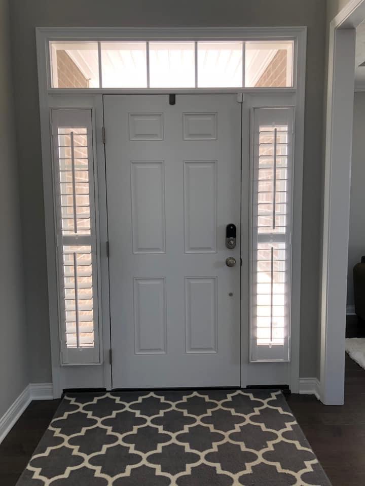 Beautiful shutters for privacy along your front door.