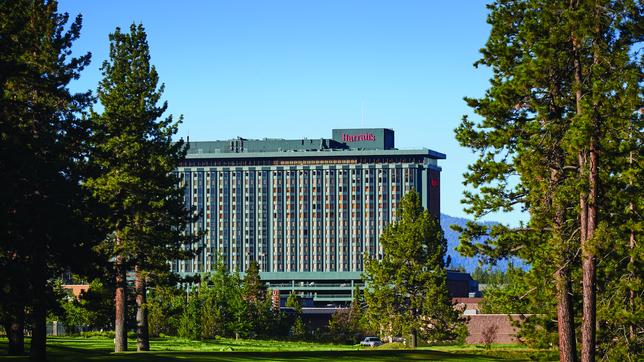 Harrah's Lake Tahoe exterior3-600dpi-4c. At Harrah's Lake Tahoe you can relax in luxe hotel rooms with premier amenities, play the slots and tables at the casino, reserve a table at a world-class restaurant, and get in on the vibrant nightlife.