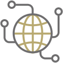 Globe with protruding arms icon.