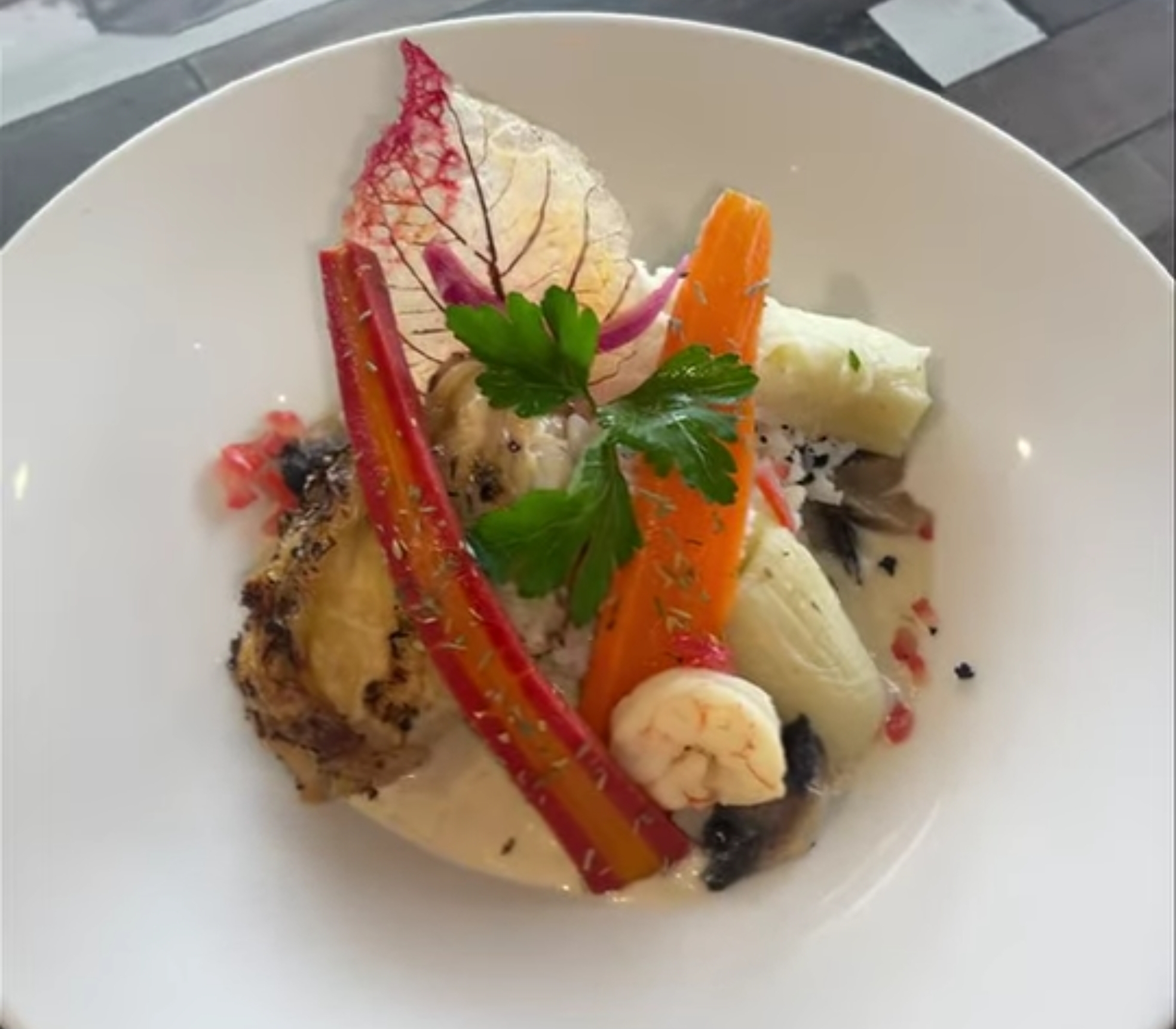 Risotto de cabillaud aux légumes du moment. Risotto de cabillaud aux légumes du moment.