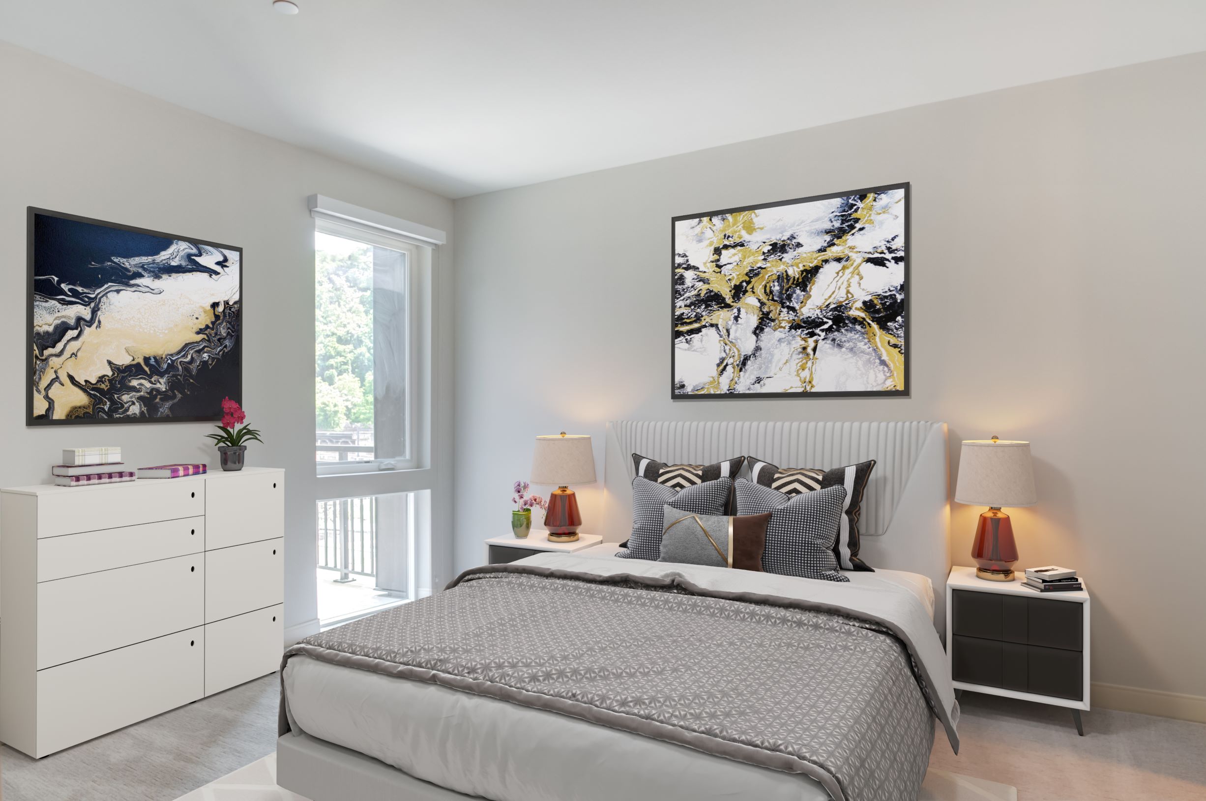 Spacious master bedroom partnered with a large walk-in closet.