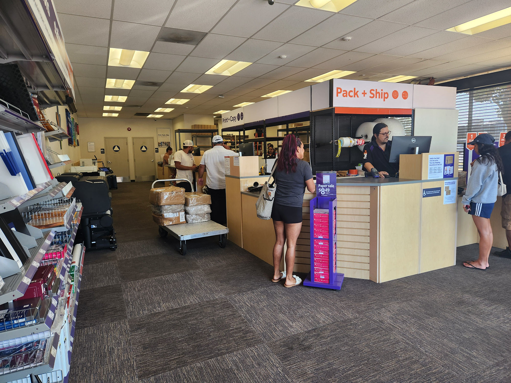 Shipping and Customer Service Counters &ndash; Front service counters at FedEx Office Riverside CA supporting shipping, printing, and business service needs.