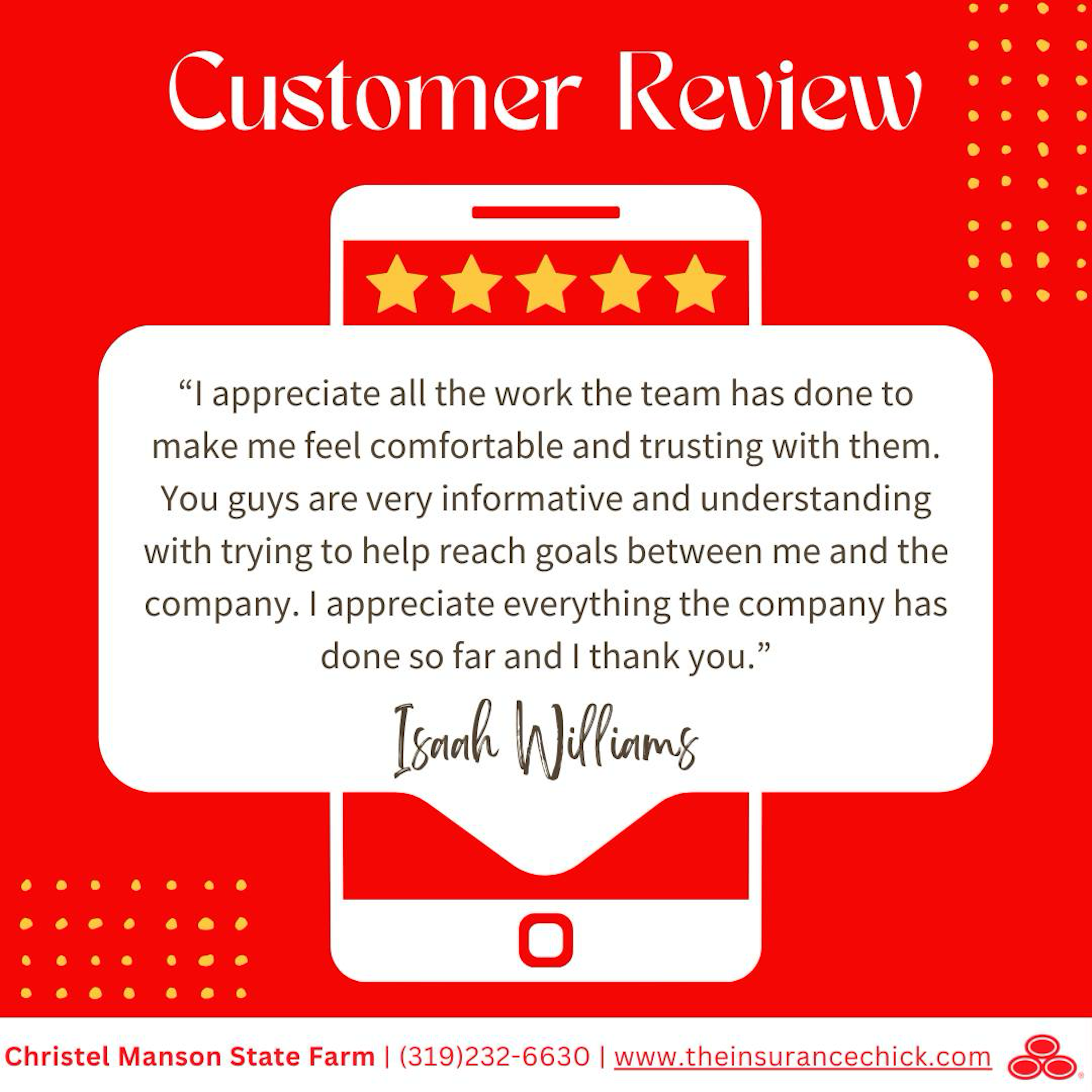 Thank you, Isaah, for your amazing five-star review! We're honored that you trust us to support you on your journey. Our priority is to be transparent and informative, and we're glad that's what you've found.