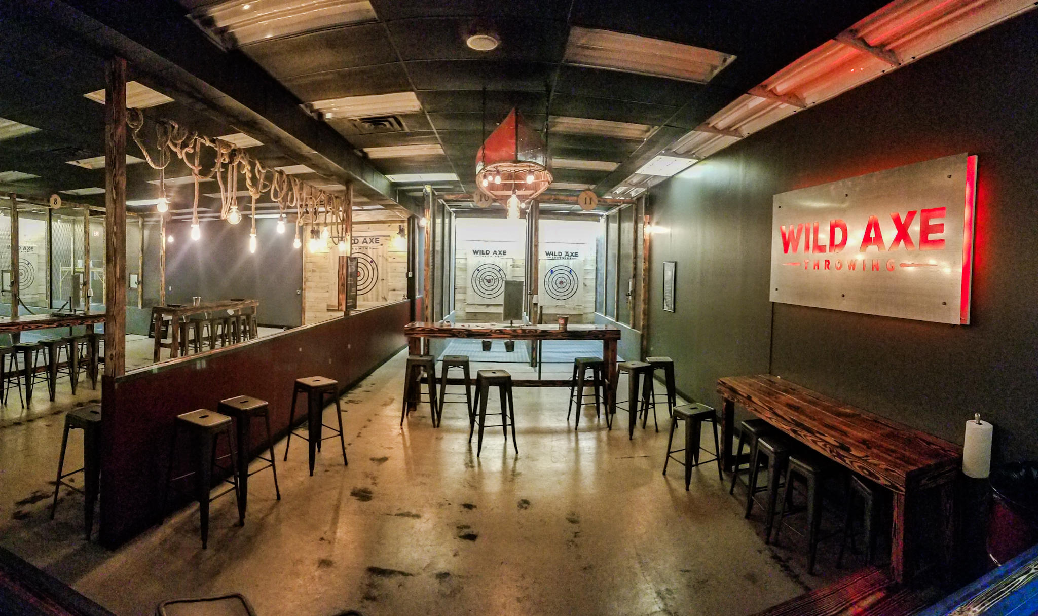 Wild Axe Throwing is the only axe throwing facility in the world that has a party room with dedicated throwing lanes! You are able to bring your own food into our party room. We have a liquor license and a fully stocked bar to make your experience with us perfect!