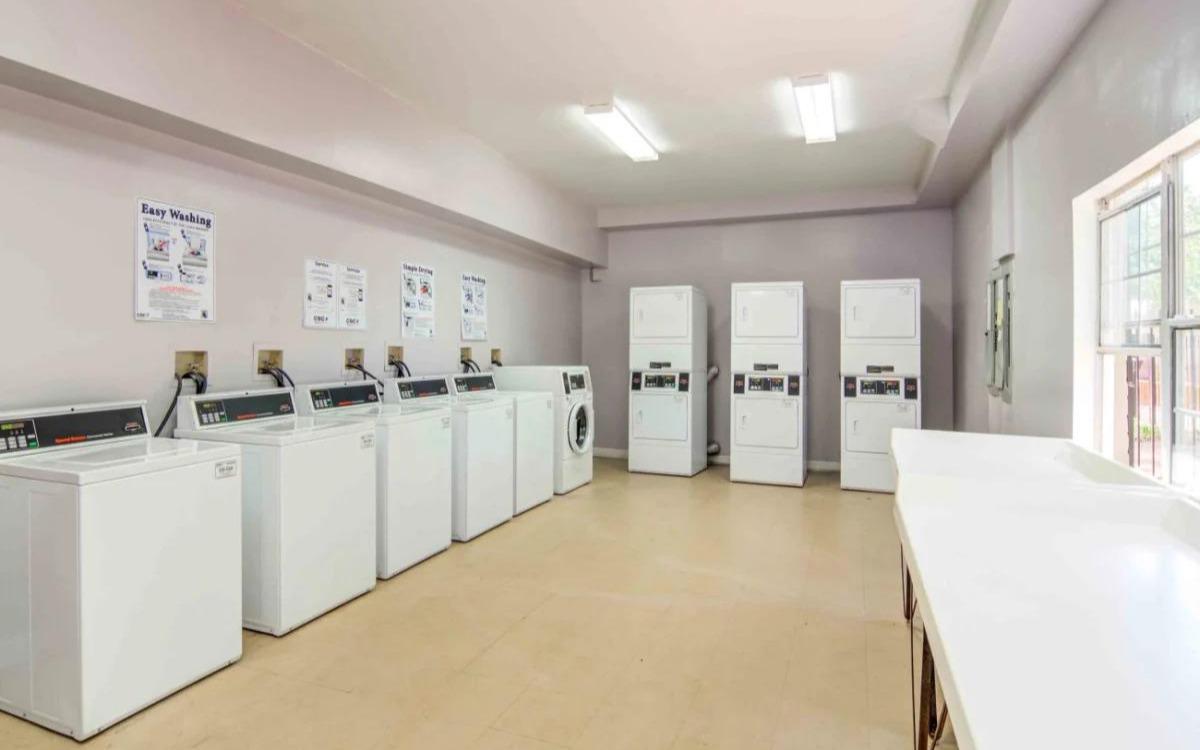Onsite laundry facility with full size washer and dryers.