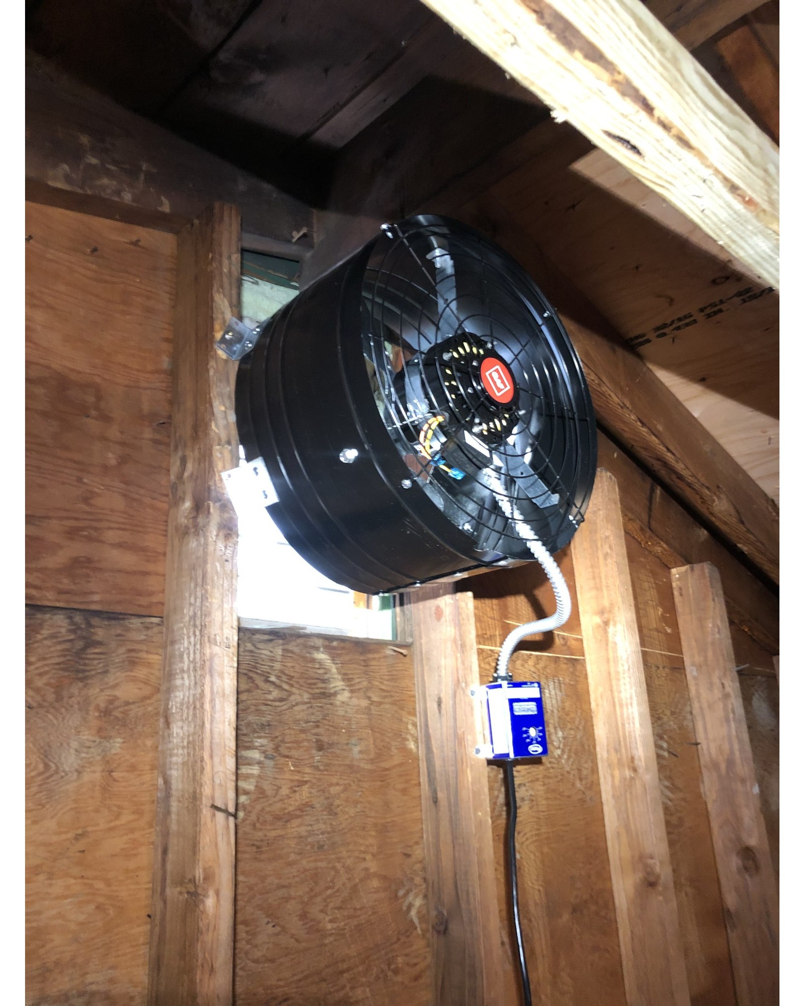 Removed existing and install a new Master Flow EZ Cool Plug-in attic fan. Plus, added two new receptacles for general use.