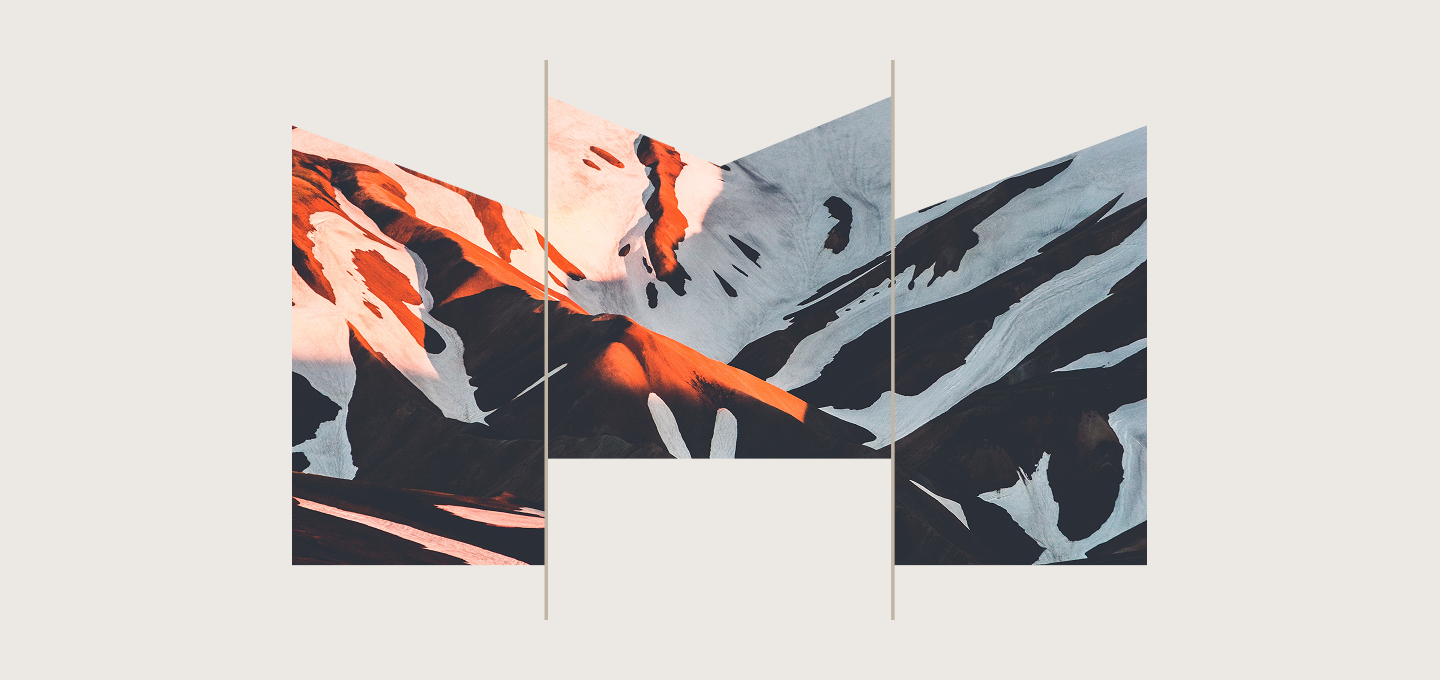 Close up, abstract image of the peaks and valleys on a snow-covered mountain.