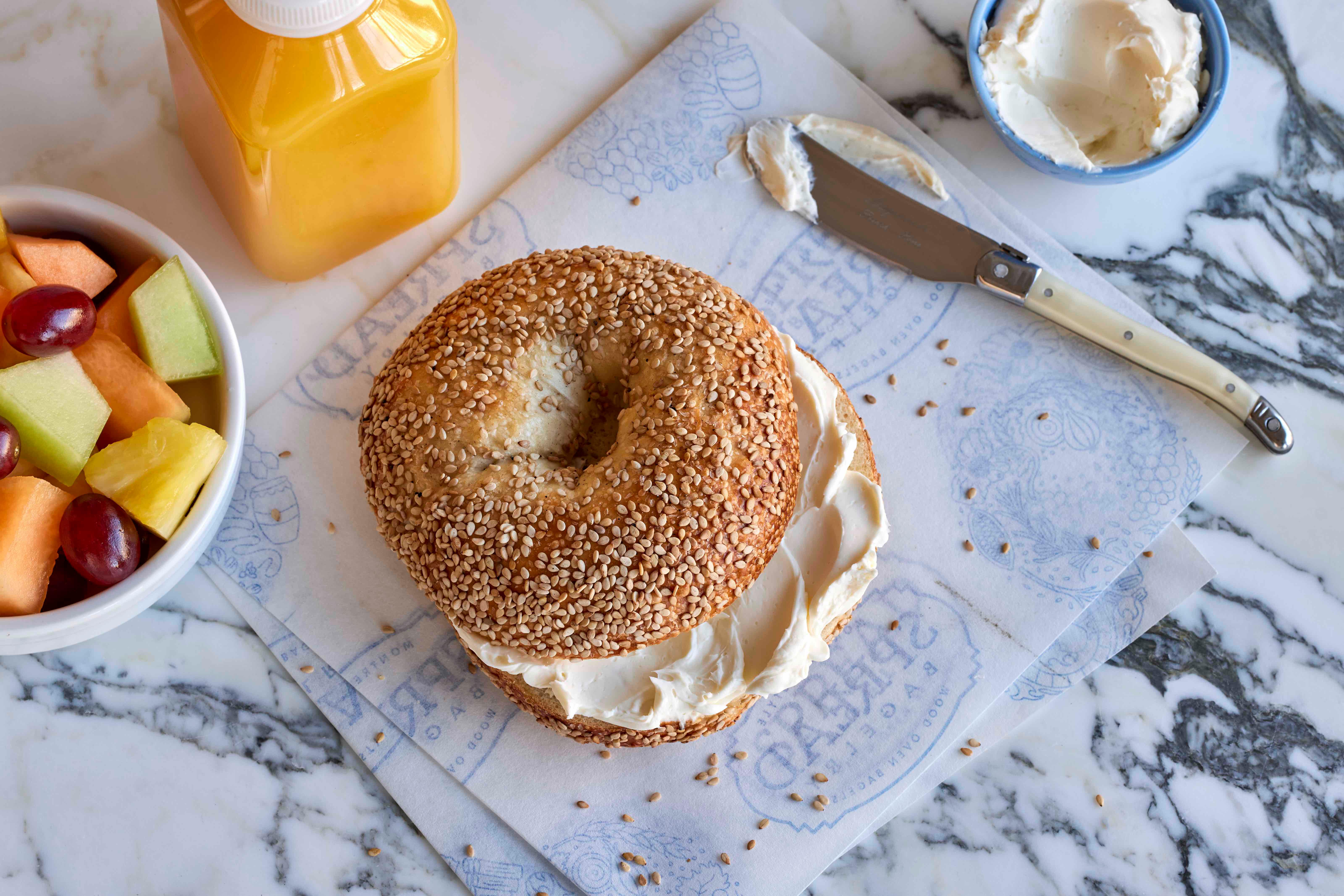 Bagel with Cream Cheese Spread Bagelry King of Prussia (484)810-4900