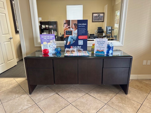 First United Bank - Sanger - interior front table for local events