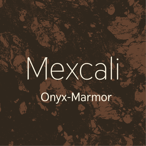 Logo Mexcali bietet einzigartige Natursteine aus mexikanischem Onyx-Marmor in Form von Lampen, Tischen, Weinregalen und Schalen.