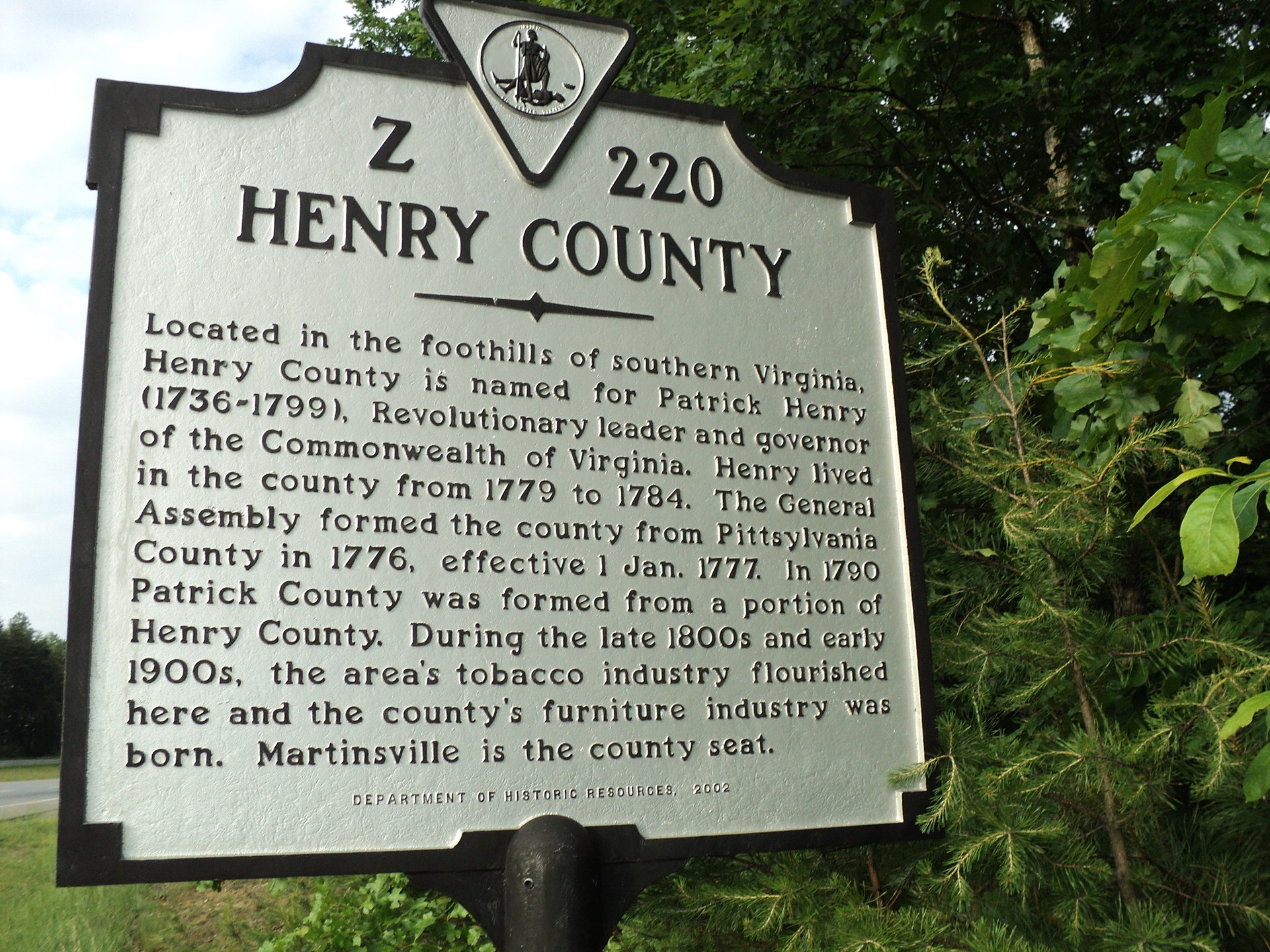 Historic Henry County, named for American Patriot Patrick Henry (