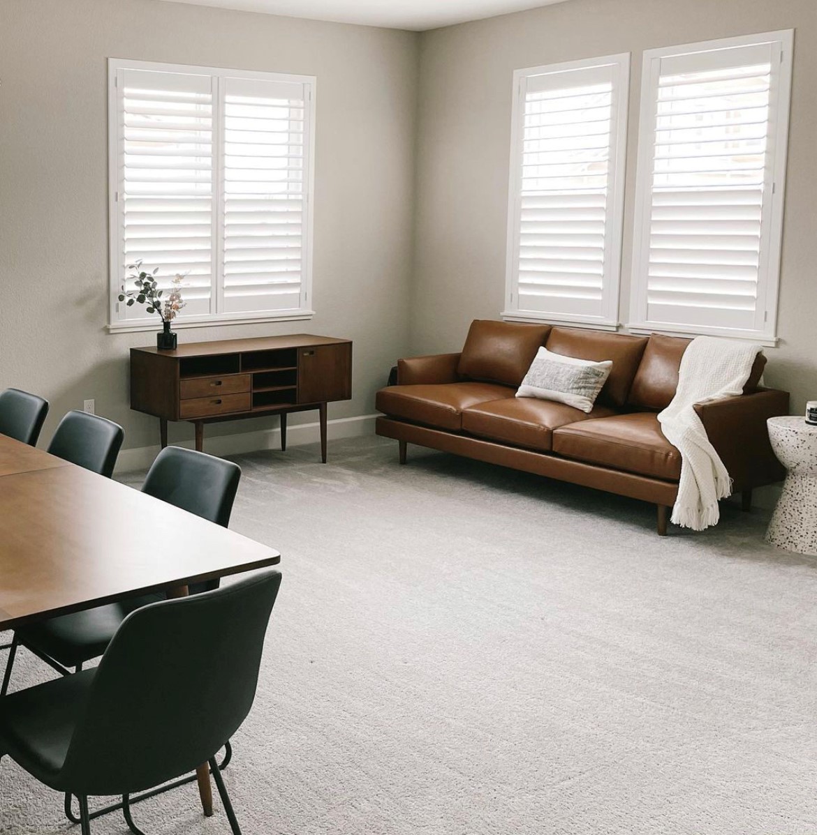 Shutters are a clean, classic way to finish an office space. Our team at Budget Blinds of Rockwall, Terrell, Forney, and Greenville has a variety of colors to fit your space.