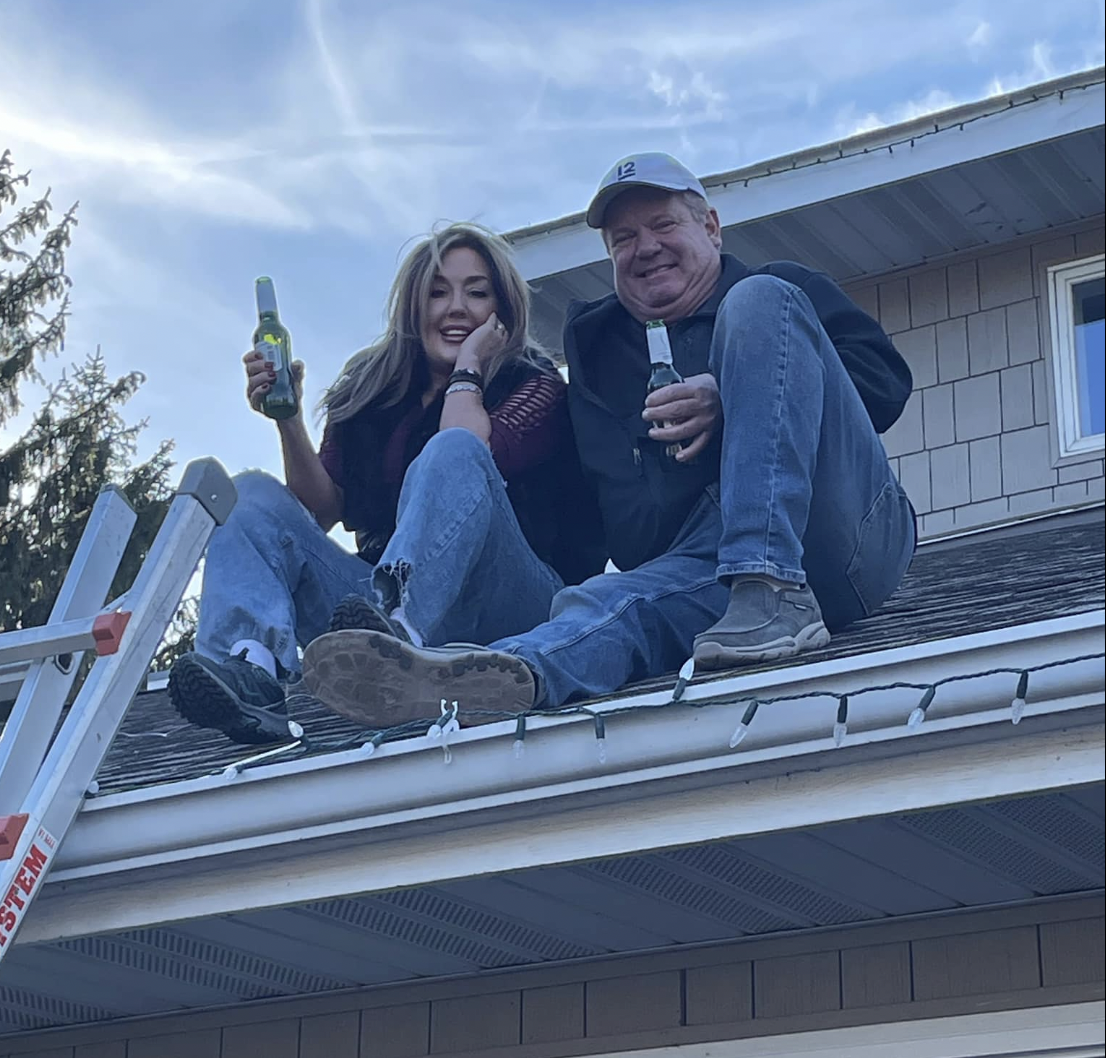 Kicking back and enjoying a cold one up on the roof