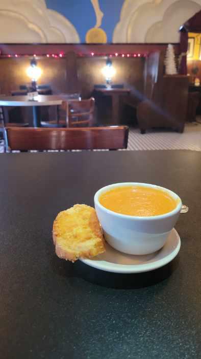 Tomato Basil Soup and crostini at The Fountain on Locust