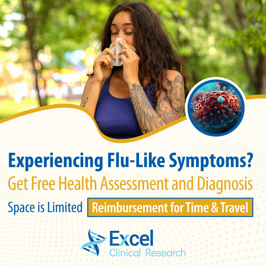 If you are experiencing flu-like symptoms it's time to call Excel Clinical Research to get a  free health examination and gain access to advanced medication. Reimbursement for Time & Travel. Space is limited.
#LasVegas #ClinicalResearchStudy #Flu #FluSymptoms