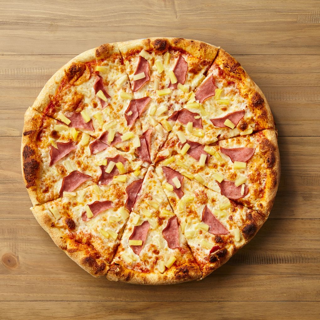 HAWAIIAN LUAU PIZZA - Canadian bacon & pineapple. Johnny's New York Style Pizza Snellville (770)978-8180