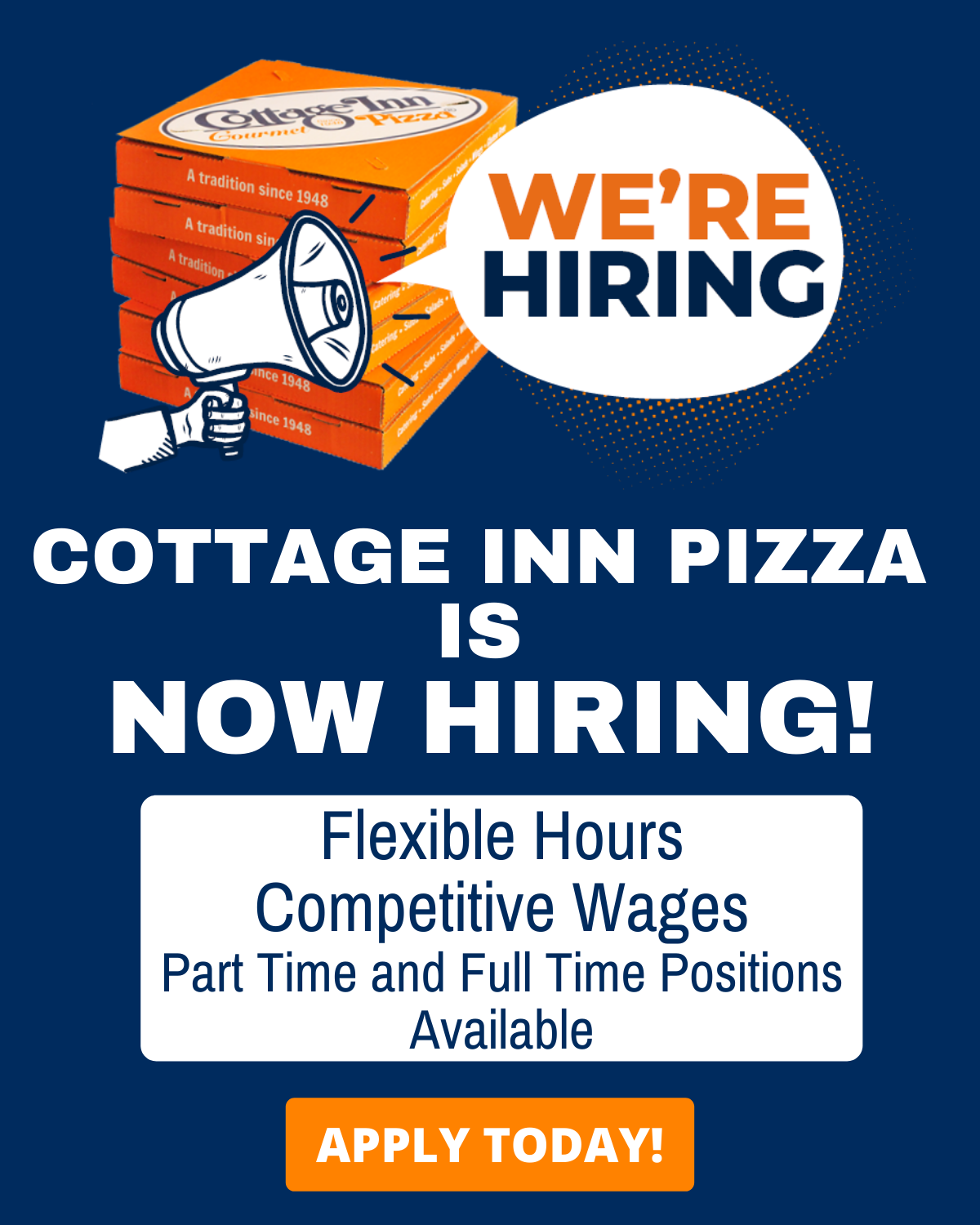 cottage inn pizza is now hiring