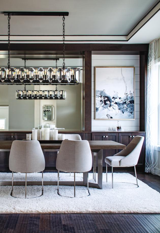 Dining room with premium light fixtures