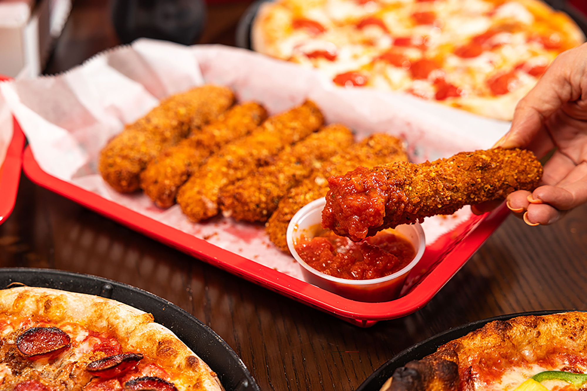 Home-made mozerella sticks in Portland Maine at Cargo Pizza Company