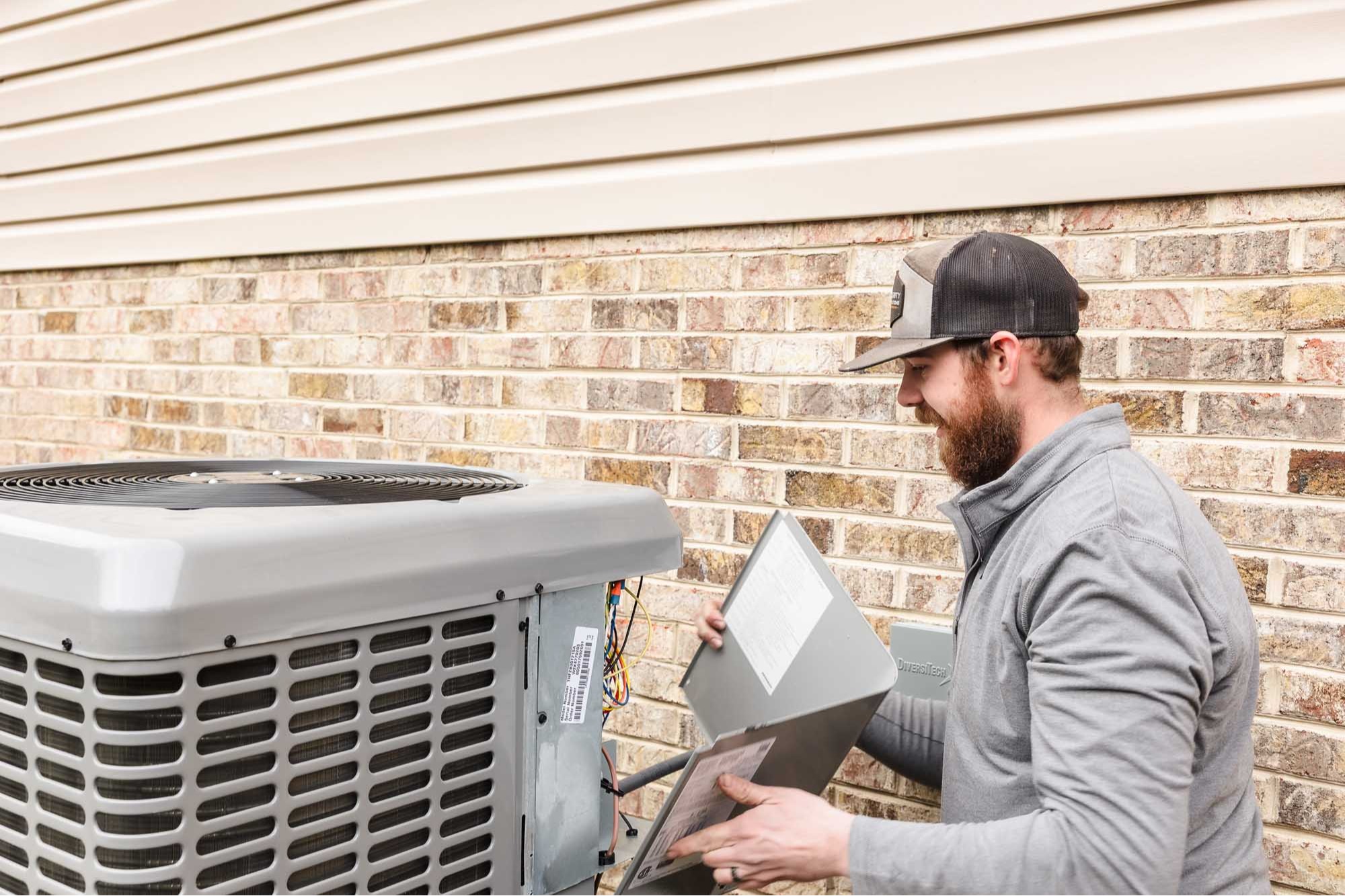 Lucas working on a hvac unit in Weyers Cave Virginia-