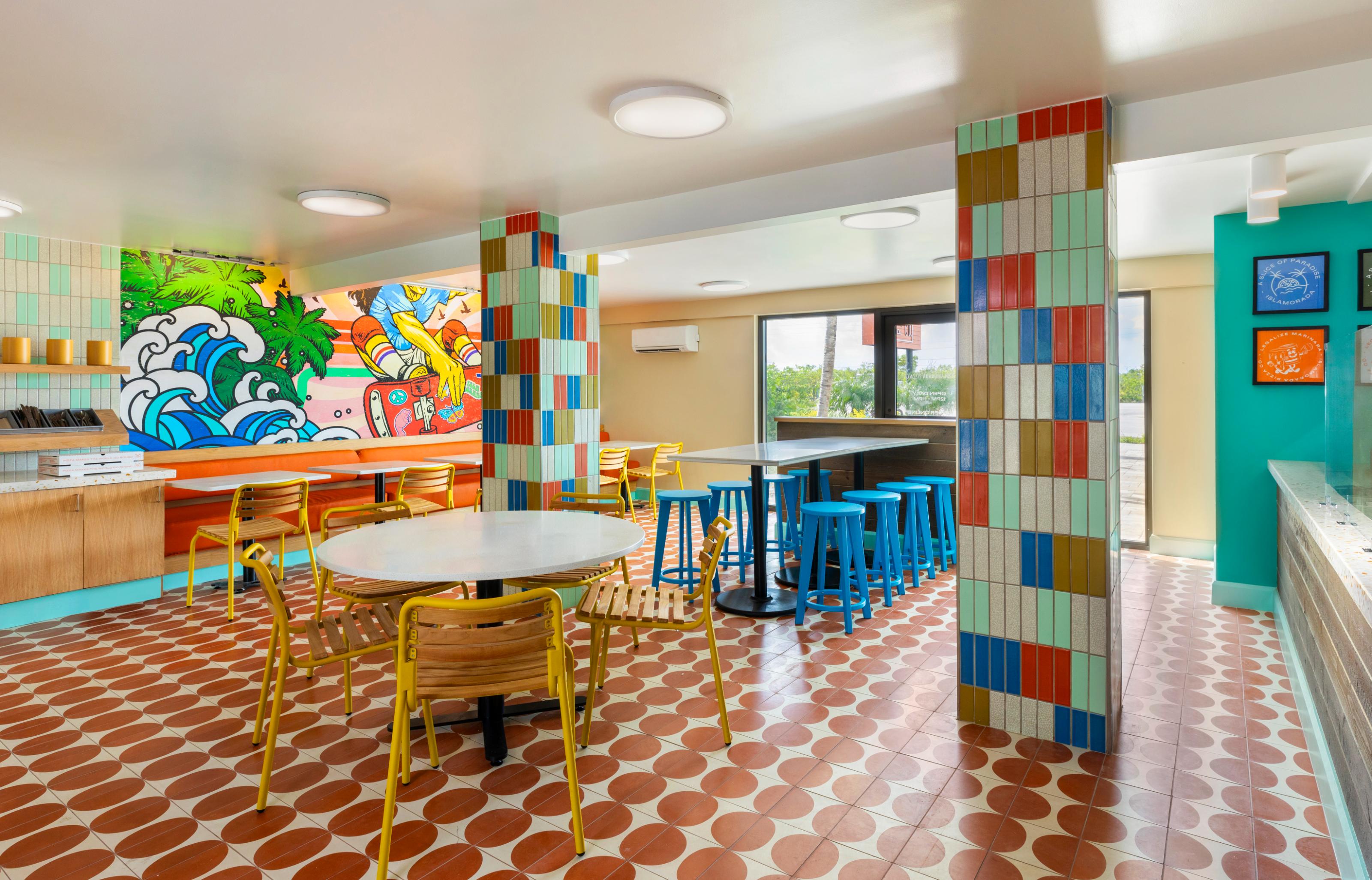 Interior of a pizza restaurant in Islamorada, Florida Keys