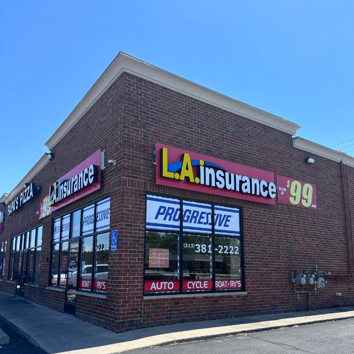 Exterior of the L.A. Insurance Agency located at 19351 Ecorse Rd. in MI