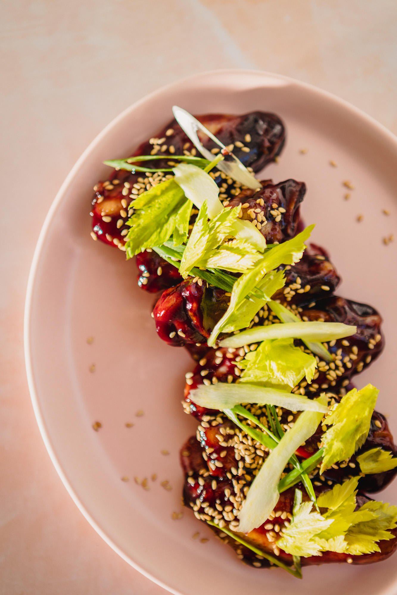 The blueberry wings on the menu at Lenoir, Vivian Howard's new restaurant in downtown Charleston.