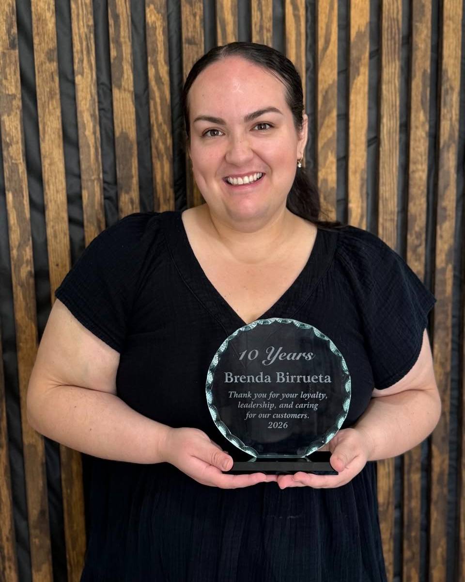 We celebrated Brenda's 10 year anniversary with our team. Brenda keeps our office organized, grounded, and running smoothly each day. Thank you, Brenda, for your dedication, leadership, and care for our customers and team!