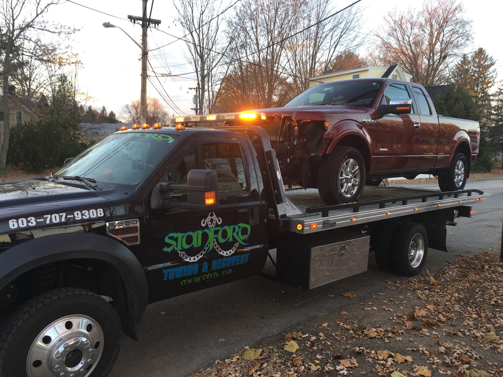 With over 10 years of experience, Stanford Towing & Recovery LLC has become the premier towing and roadside assistance company in Meredith, New Hampshire. We are committed to providing you with the highest level of customer service possible, so that you keep coming back to us for all of your towing and roadside assistance needs! We, at Stanford Towing & Recovery LLC, promise fast response times and on-time deliveries.