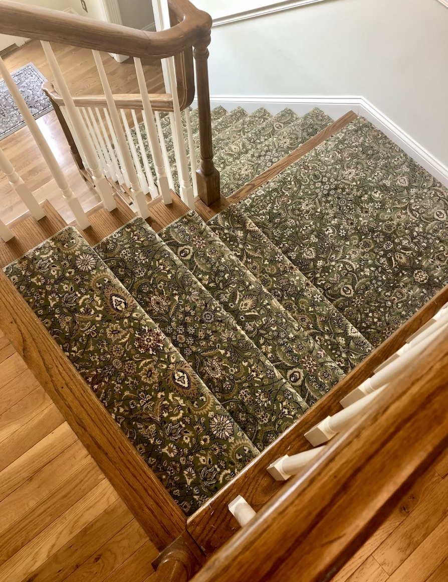 Stair Runners:

Give your stairs a luxury and tailored look! Carpet One has many options for our customers to choose from.  Carpet One is the only flooring store in the Bluegrass that delivers custom stair runners including binding with cotton or leather, surging and boarders.