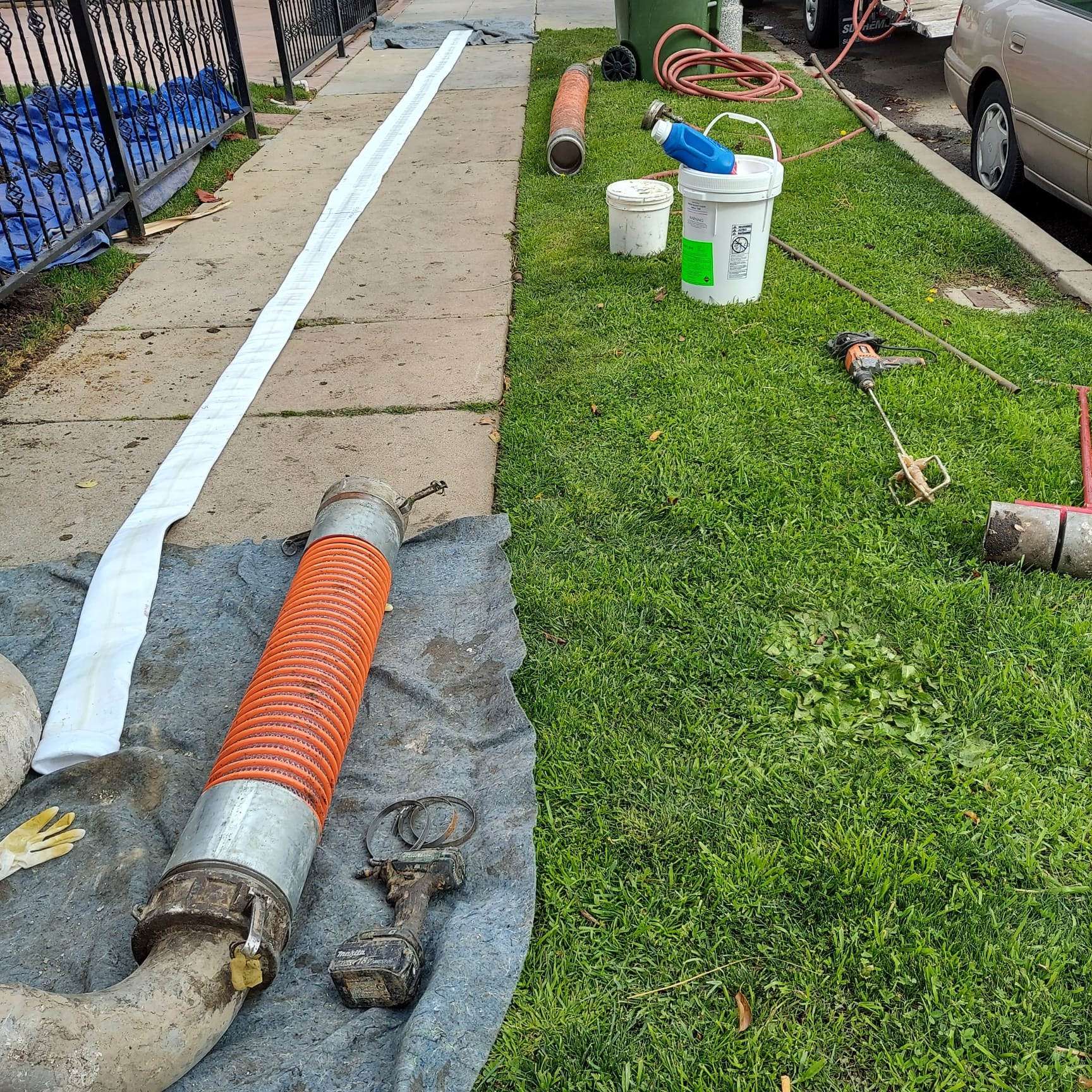 Sewer in liner.