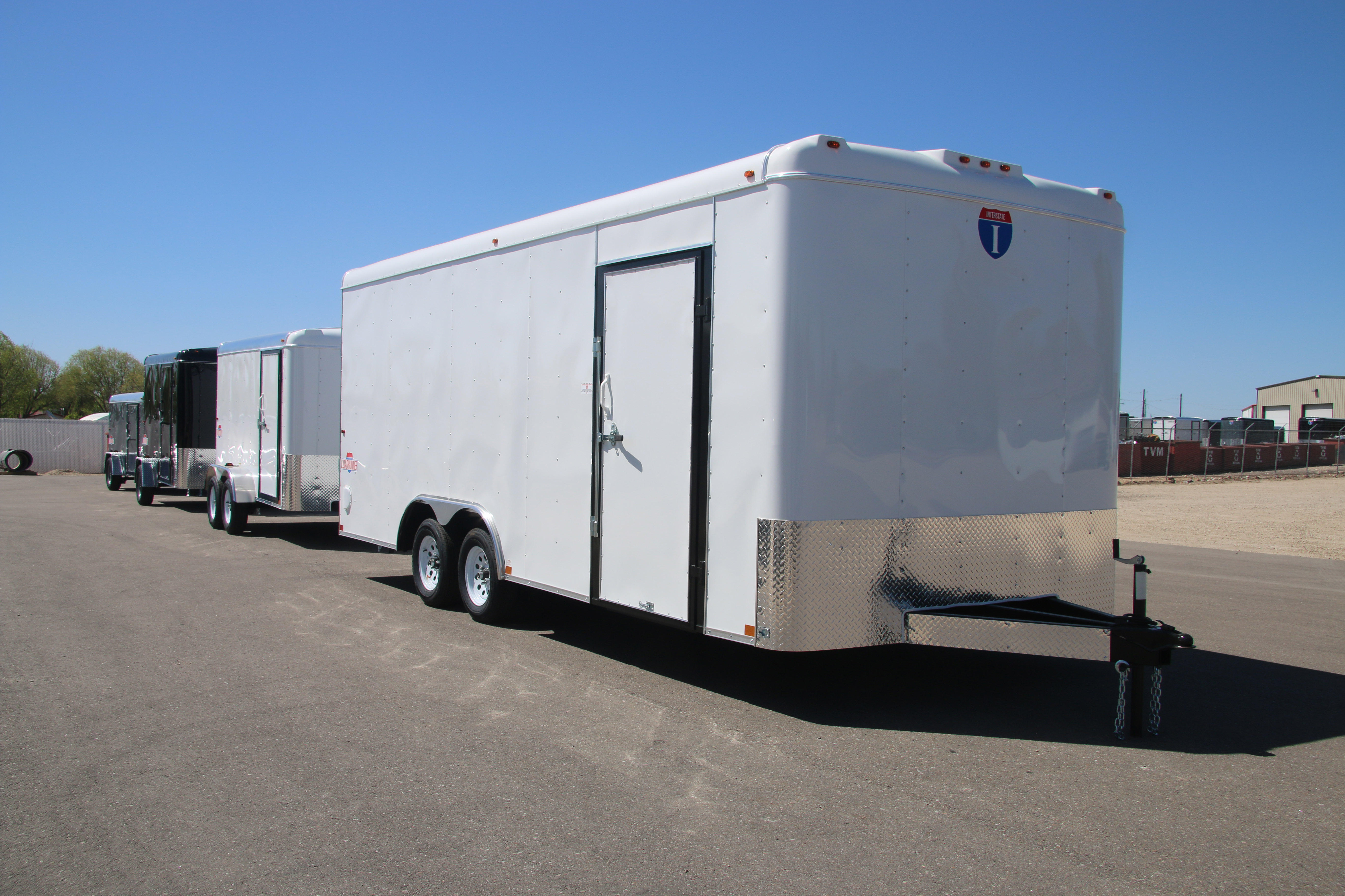 White 8.5' wide tandem cargo trailer