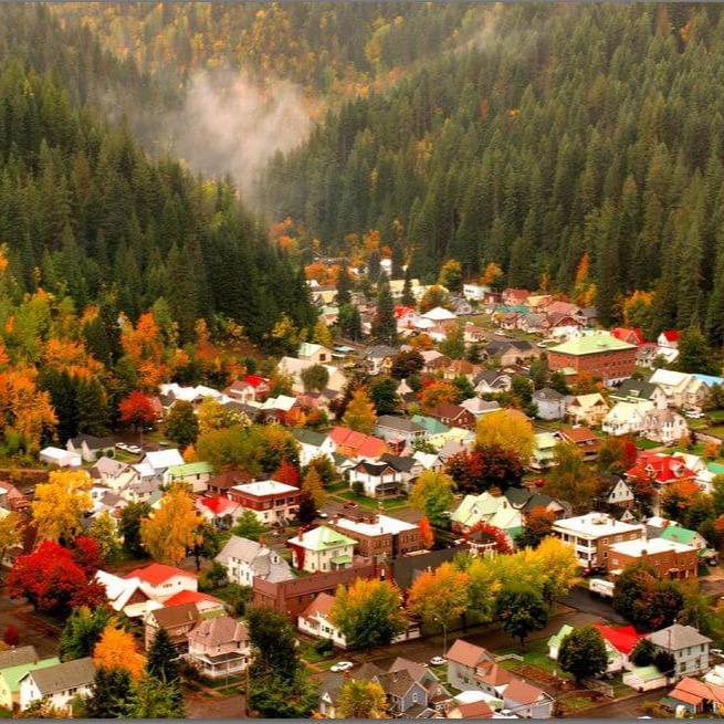 Arial view of Wallace Idaho our home town
