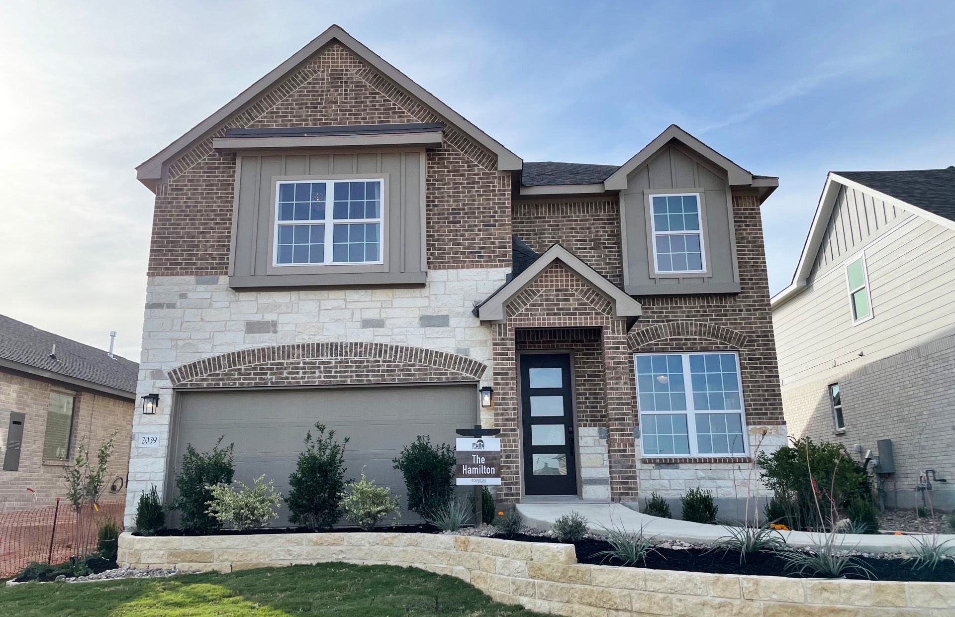 Modern two-story new construction home with beautiful walkway in Bison Ridge in San Antonio, TX