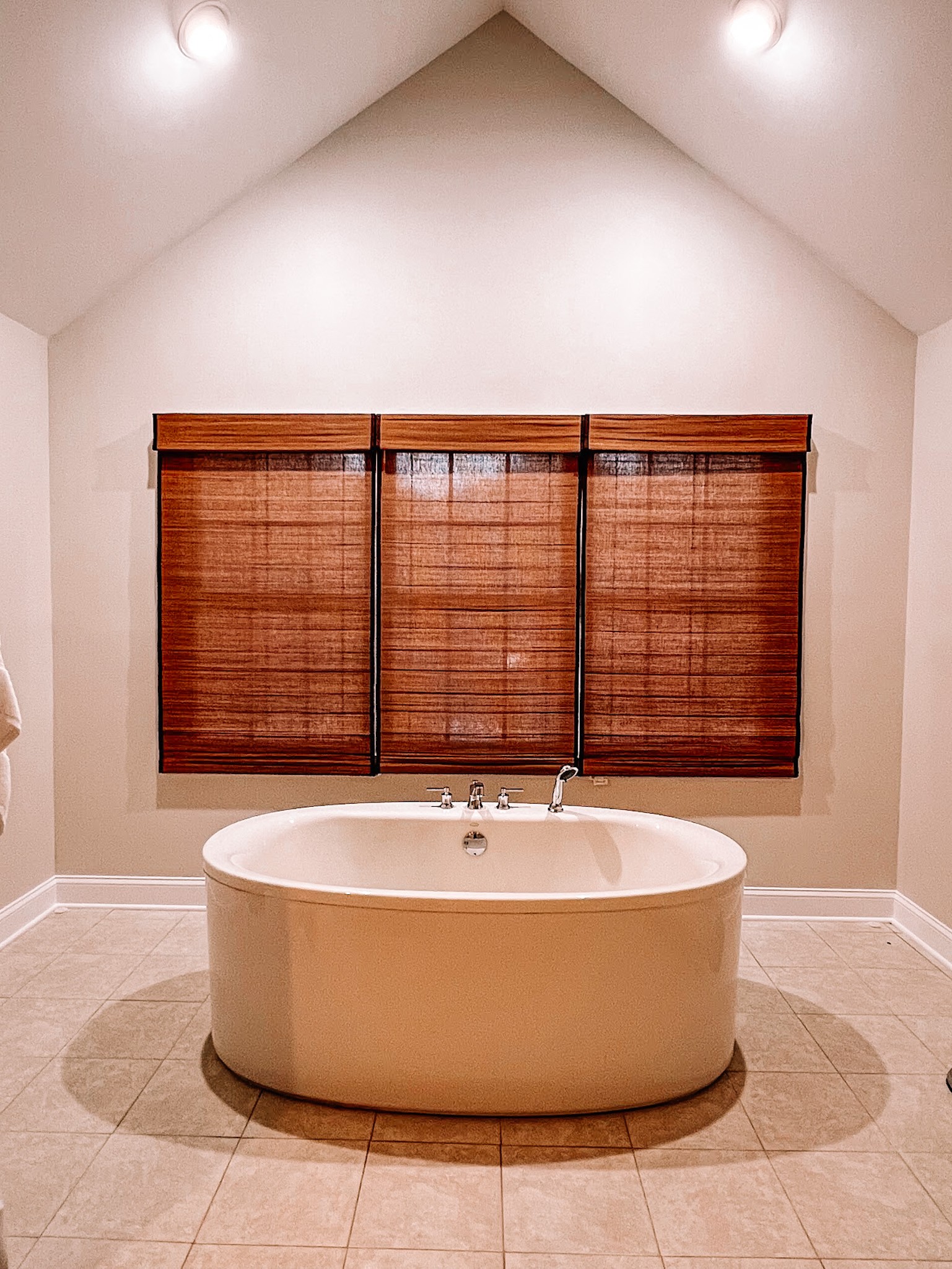 These ProDesign woven woods are just what this bathroom needed in Freehold, NJ to complete the relaxing vibes.